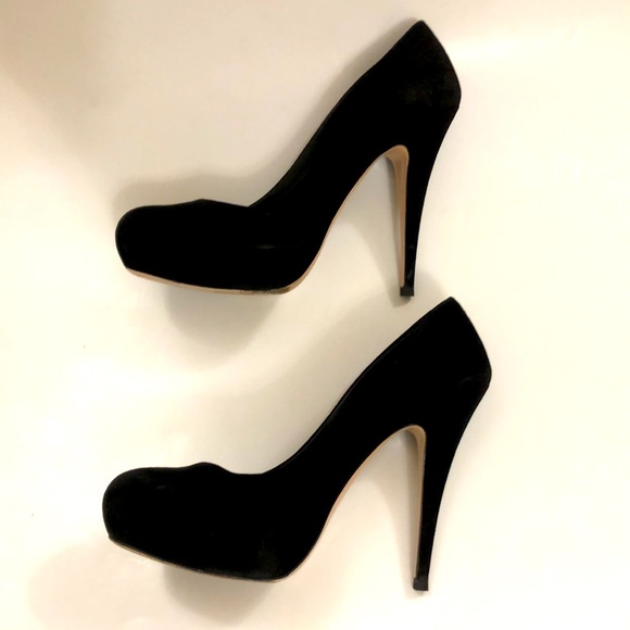 Miu Miu 41 High Heel Black Suede shoe pump platform all leather Excellent Condit - Picture 5 of 12